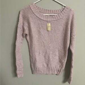 Aerie Size XS Soft Pink Lightweight Loose  Knit Sweater Crew Neck New